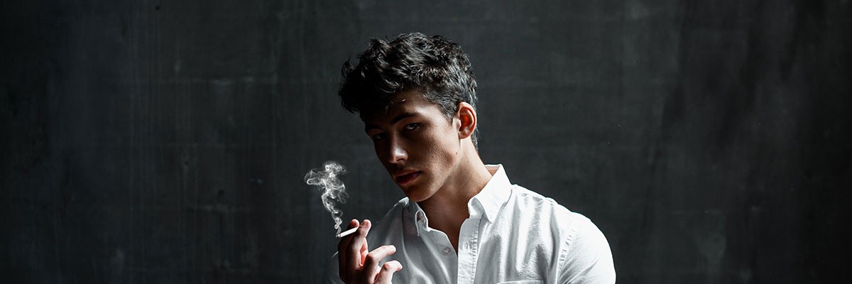 attractive man smoking