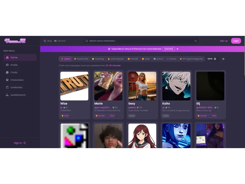 Screenshot of VenusChat.ai