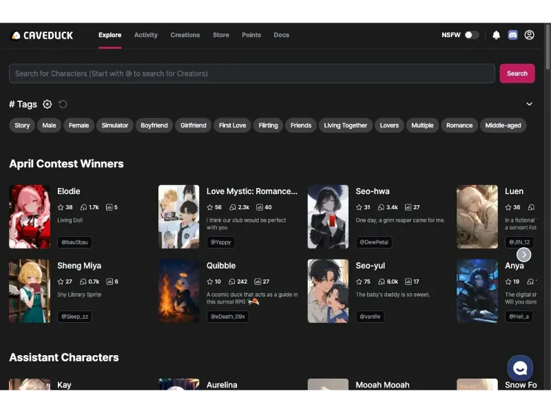 Screenshot of Caveduck.io