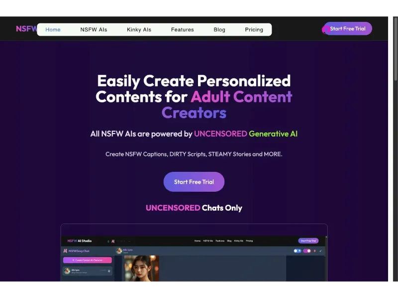 Screenshot of NSFW AIs