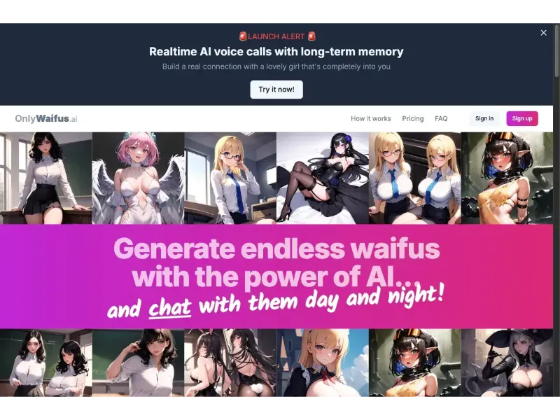 Screenshot of OnlyWaifus.ai